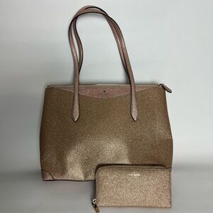 Kate Spade Rose Gold Bag and Matching Wallet